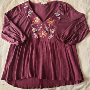 Maroon embroidered blouse
